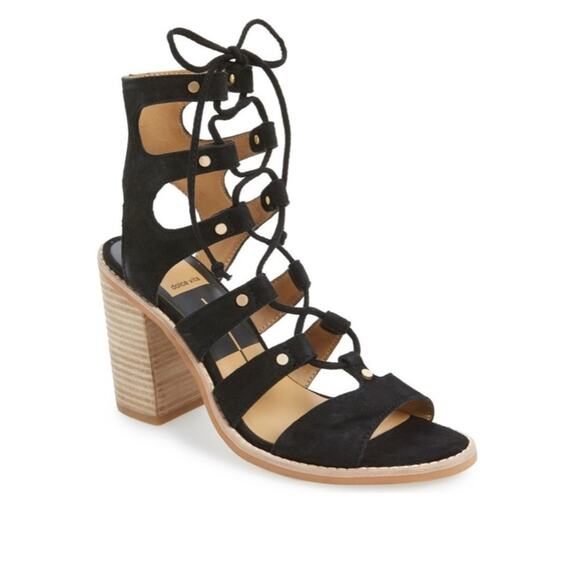 Dolce Vita Lyndon Lace Up Suede Block Heel Sandals size 9.5 - Picture 3 of 14